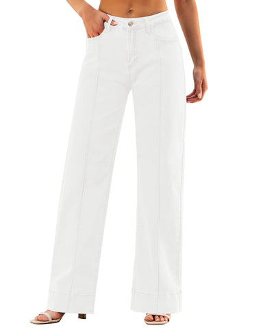 Ivory White Women's High Waisted Denim Jeans