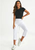 2024 Women's Casual White Denim High Waisted Slim Fit Jeans Capri Pants With Pockets