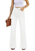 Cream White Women's Flare Full Length High Rise Denim Relaxed Fit Wide Leg Jeans