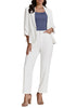 Cream White Two piece set of women's 3/4 sleeve business coat and pants suit