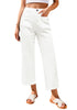 Ivory White Women's High Waisted Denim Wide Leg Jeans Pants Trouser