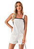 Cream White Women's Adjustable Denim Overall Short Sleeveless Stretch Women's Jumpsuits Rompers Dungarees Jeans
