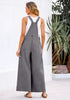 Faded Black Women's Sleeveless Wide Leg Baggy Bib Overall with Adjustable Denim Straps