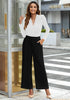 Petite Black High Waisted Wide Leg Pants for Women Business Casual Flowy Trouser