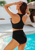 Black Women High Waisted Two Pieces Bathing Suits Twisted Front Fully Lined Swimsuits