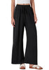 Relaxed Fit High Waisted Elastic Waist Wide Leg Drawstring Pocket Pant