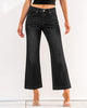 2024 Soft Black Women's Casual Flare High Waisted Jeans Wide Leg Relaxed Fit Stretch Ruched Denim Pants Trouser