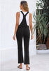 Washed Black  Women's Casual Adjustable Strap fit Jumpsuit with Pocket Jeans Trouse