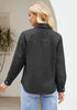 Stone Gray Women's Long Sleeve Shirt Button Front Western-inspired Urban Streetwear Denim Blouse Top