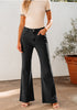 Washed Black Women's Full Length High Waist Regular Fit Flare Jeans Slight Stretch