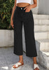 Washed Black Women's High Waist Denim Wide Legs Jeans Pants With Front pockets