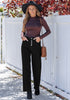 True Black Trendy Wide Leg Jeans for women Chic High Waisted Stretchy Button Front Denim Pants