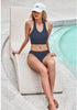 Dark Gray Women's Adjustable Strap Crop Racer Back Bikini Top Swimsuit