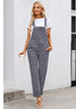 Gray Women's Casual Stretch Denim Bib Overalls Pants Pocketed Jeans Jumpsuits