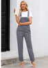 Gray Women's Casual Stretch Denim Bib Overalls Pants Pocketed Jeans Jumpsuits