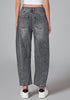 Foxy Gray Women's Cropped Denim High Waisted Jeans Pull On Straight Leg Stretch Barrel Jeans