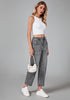 Foxy Gray Women's Cropped Denim High Waisted Jeans Pull On Straight Leg Stretch Barrel Jeans