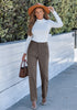 Dark Gray - Women's High Waist Straight Leg Corduroy Pants with Comfort Stretch Waistband Vintage Casual Fall Winter