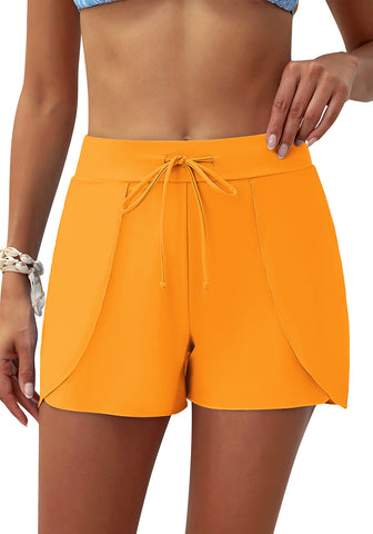 Orange Women's Swim Pants Drawstring Tulip Beach Bottoms Swimwear