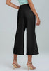 True Black Women's High Waisted Wide Leg Denim Jeans Cuffed Hem Baggy Pockets Capri Pants
