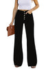 True Black High Waisted Ripped Flare Jeans for Women Destressed Bell Bottom Jeans Wide Leg Pants
