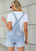 Cool Blue Women's Ripped Denim Bib Overall Shorts Raw Hem Shortall Jeans