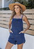 Classic Blue Women's Denim Jean Pockets Rompers Adjustable Spaghetti Strap Denim Loose Bib Overall