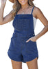 Classic Blue Women's Denim Jean Pockets Rompers Adjustable Spaghetti Strap Denim Loose Bib Overall
