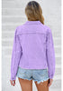 Lilac Breeze Women's Distressed Denim Collared Jackets Button Up Frayed Hem Jackets