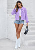 Lilac Breeze Women's Distressed Denim Collared Jackets Button Up Frayed Hem Jackets