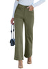 Olive Green  Women's Wide Leg Corduroy Pants Fashion High Waisted Pants with Pockets