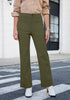 Olive Green  Women's Wide Leg Corduroy Pants Fashion High Waisted Pants with Pockets