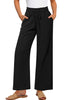 Black Women's Comfortable Cool-Touch Drawstring Full-Length Lightweight Wide Leg Trousers