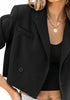 Black Women's Cropped Business Casual Blazers Lapel Work Office Jackets