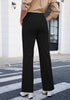 Black  Women's Wide Leg Corduroy Pants Fashion High Waisted Pants with Pockets