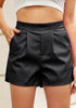 Black Women’s Faux Leather Shorts PU Leather Relaxed Fit Ultra High Rise Elastic Shorts