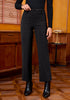 Black Fashionable High Waisted Wide Leg Trousers for Women Elastic Waist Loose Fit Corduroy Pants