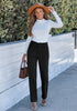 Black - Women's High Waist Straight Leg Corduroy Pants with Comfort Stretch Waistband Vintage Casual Fall Winter
