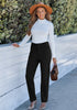 Black - Women's High Waist Straight Leg Corduroy Pants with Comfort Stretch Waistband Vintage Casual Fall Winter