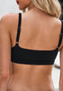 Black Women's Crop Racerback Bikini Top with Adjustable Strap