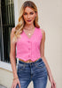 Azalea Pink Women's Cropped Jeans Vest Denim Top Button Down Casual Sleeveless Jacket