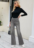 Smoked Gray Womens Flare Jeans High Waisted Wide Leg Baggy Stretch Denim Pants