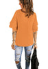 Apricot Women's Summer Blouse Casual Ruffle 3/4 Sleeve Tops Loose Shirts