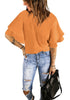 Apricot Women's Summer Blouse Casual Ruffle 3/4 Sleeve Tops Loose Shirts