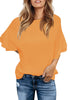 Apricot Women's Summer Blouse Casual Ruffle 3/4 Sleeve Tops Loose Shirts