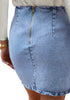 Bay Blue Tulip Ruched Denim Mini Skirt