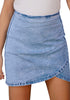 Bay Blue Tulip Ruched Denim Mini Skirt