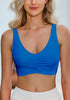 Mykonos Blue Women's Plain Adjustable Swimsuit Top Ruched Bikini Top