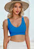 Mykonos Blue Women's Plain Adjustable Swimsuit Top Ruched Bikini Top