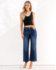 2024 Indigo Skyblue  Women's Casual Flare High Waisted Jeans Wide Leg Relaxed Fit Stretch Ruched Denim Pants Trouser